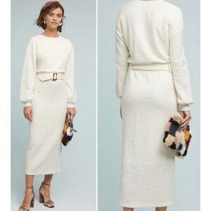 DOLAN Jacqueline Terrycloth Maxi Dress Belted Cream Size‎ S Petite